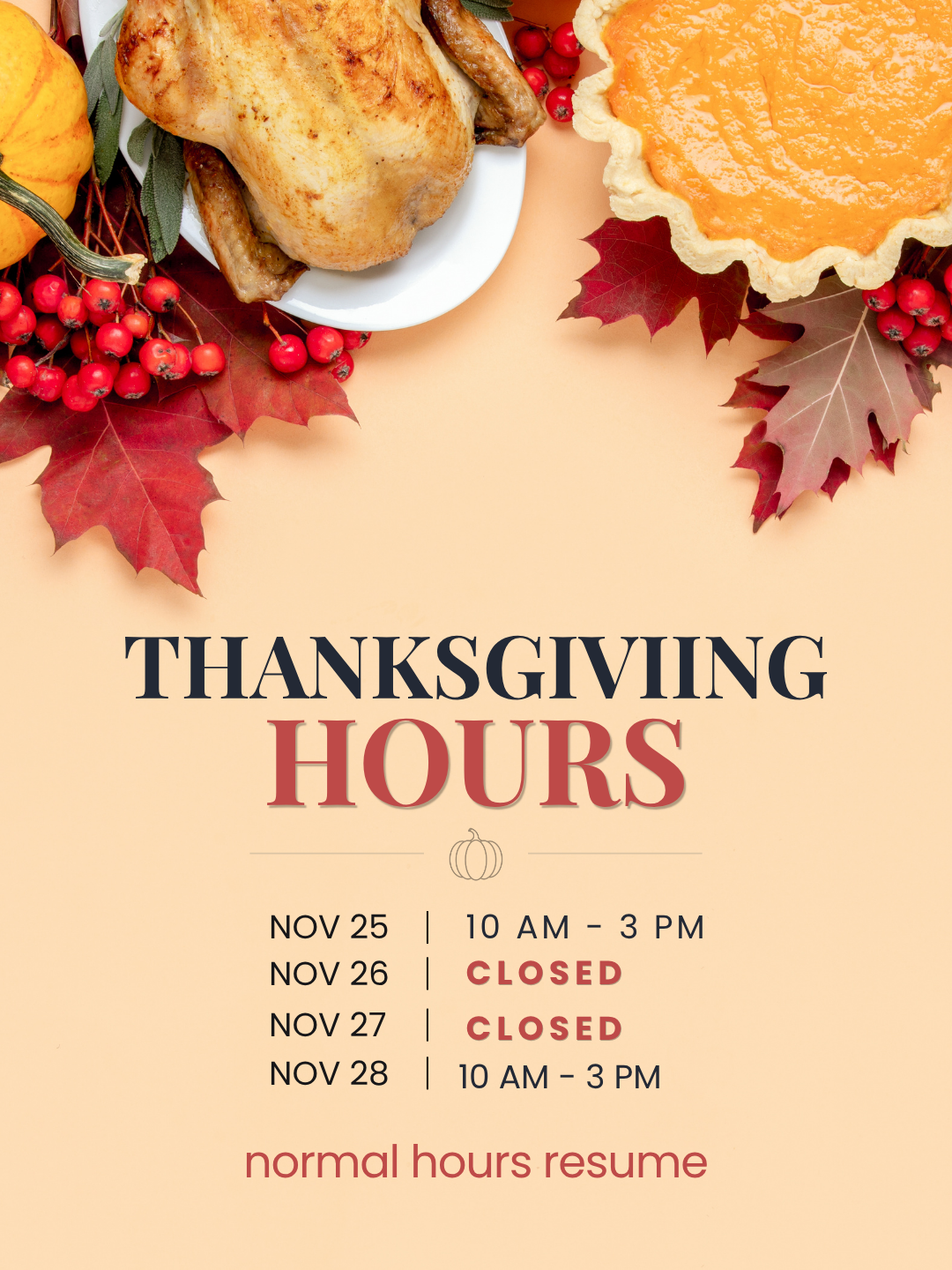 Dark Green Gold and Red Festive Holiday Hours Instagram Post